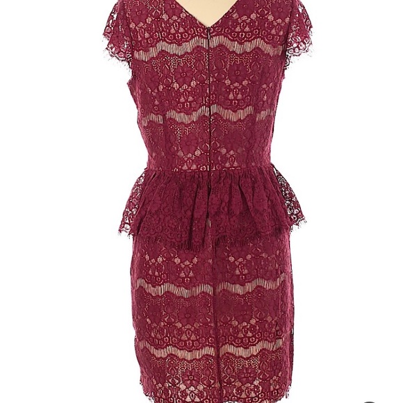 Anthropologie Mauve Burgandy Lace Dress size large - Picture 2 of 7